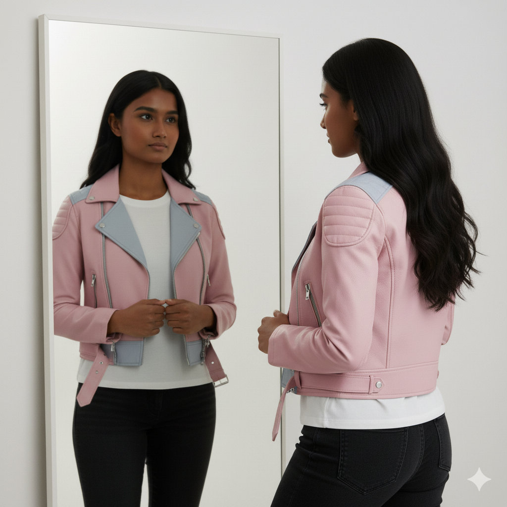Women biker Jacket Pink