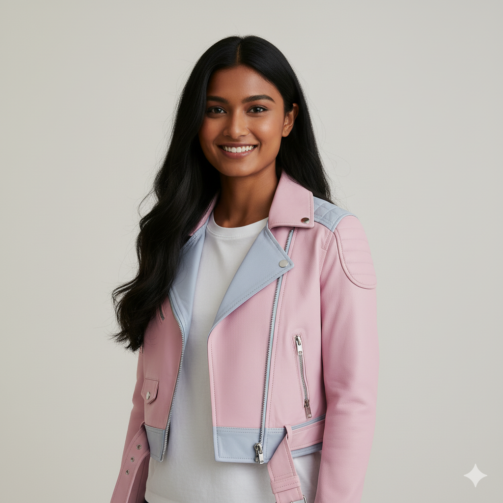 Women biker Jacket Pink