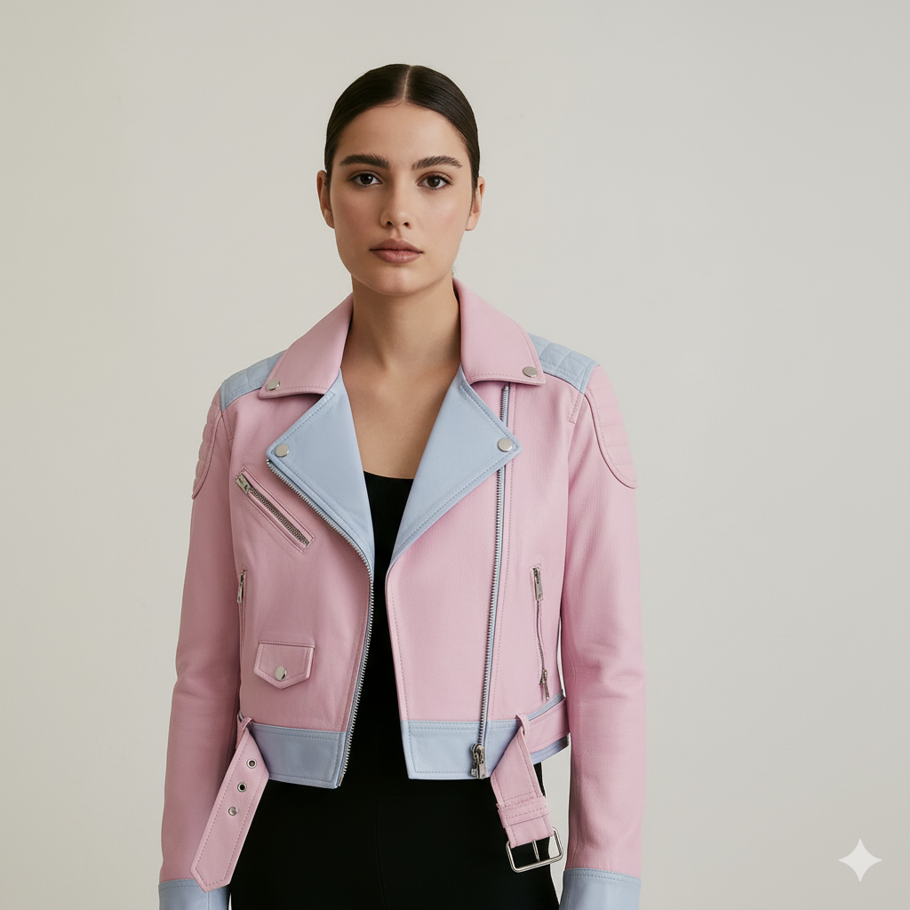 Women biker Jacket Pink